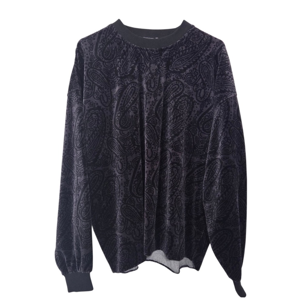 Vintage 90's Slazenger Velvet Velour Black Paisley Retro Sweater Women's Size M